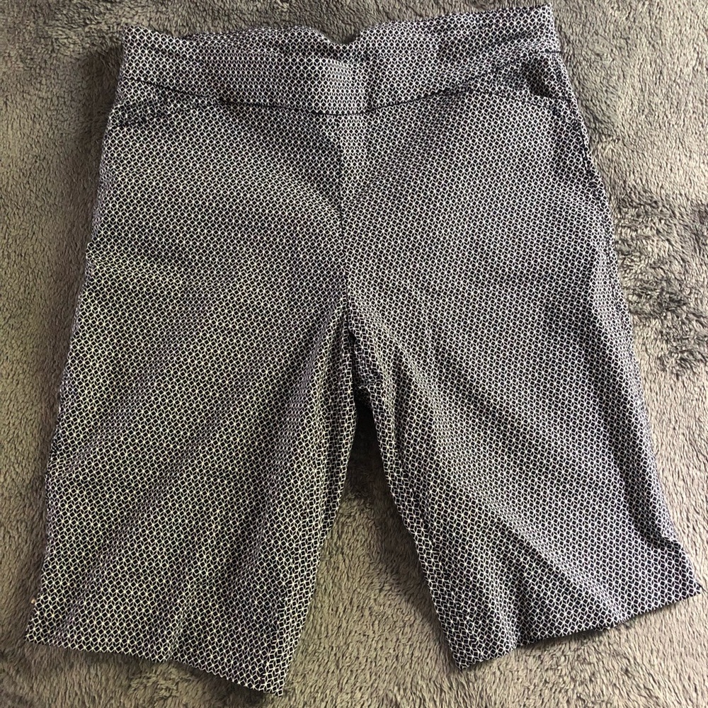 Navy blue and white Bermuda shorts